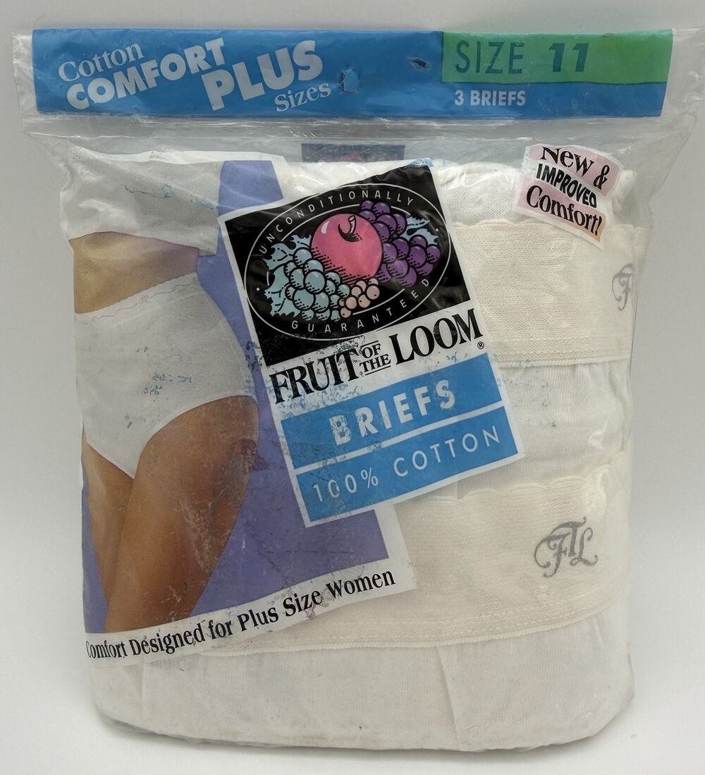 Vtg 90s Fruit Of The Loom Panties High Brief 3 Pk Size 11 Rare Sample Style